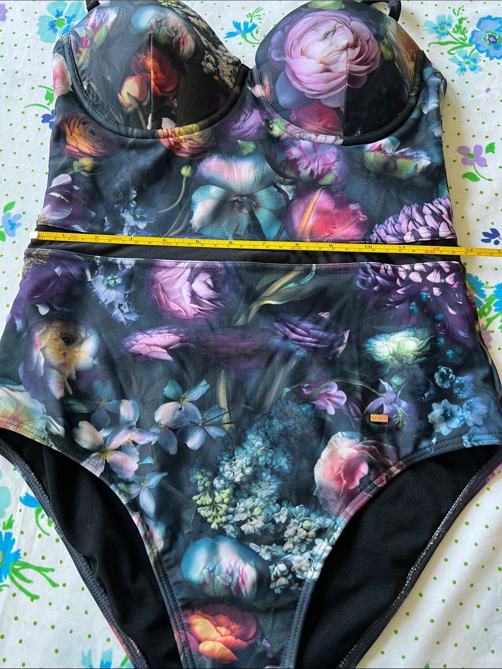 Ted Baker London Dark Floral One Piece Swim Bathing Suit - 34 A/B - Picture 12 of 14